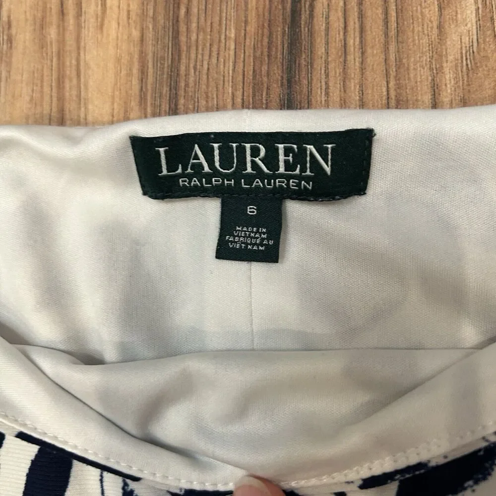 Lauren Ralph Lauren Women’s Dress Slinky Stretch Ruched Side Size 6 Geometric